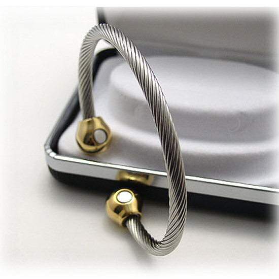 318 Professional Steel Twist Gold Balls Sabona bracelet magnétique en acier inoxydable 