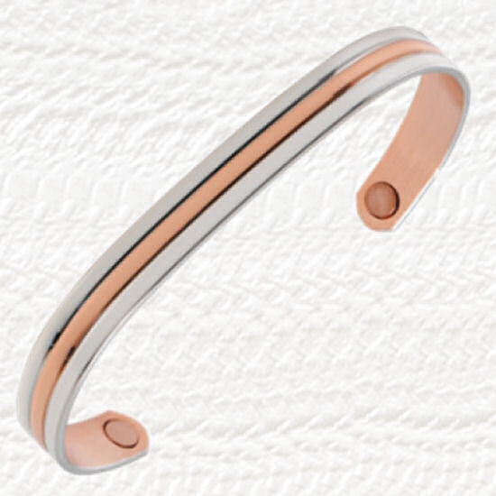 Sabona pure copper magnetic bracelet featuring a .999 polished silver plating and copper finish