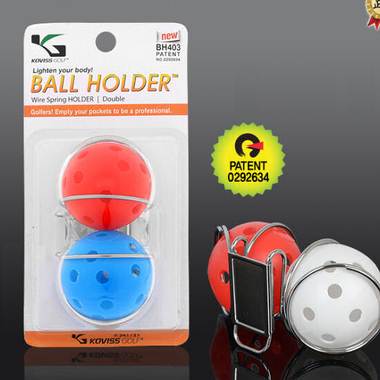 Mit dem praktischen Golfball Halter haben Sie Ihren Golfball immer griffbereit. Dieses Edelstahldraht Model bietet Platz für zwei Golfbälle