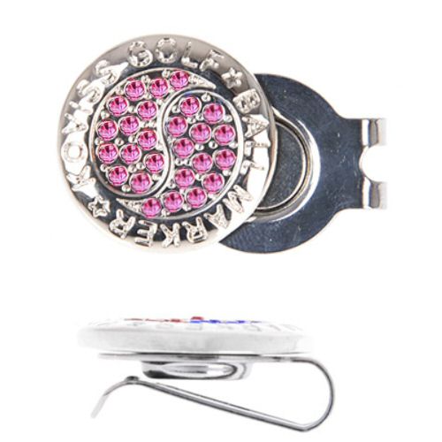 Crystal Golf-Ball-Marker magnetic with Swarovski Crystals silver tone trim finish extremely powerful magnet