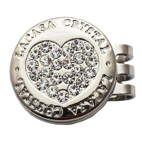 Crystal Golf-Ball-Marker magnetic with Swarovski Crystals silver tone trim finish extremely powerful magnet