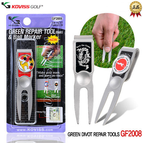 GF2008 Koviss Green Repair Tool aus Edelstahl plus Golfballmarker