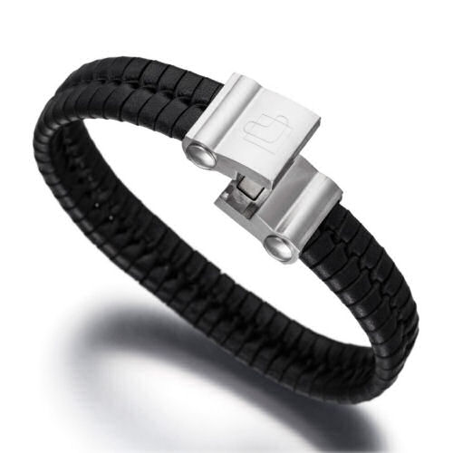 Lunavit magnetic cowhide leather bracelet bio-energetic accessory features the advantage of a powerful magnet and a germanium stone