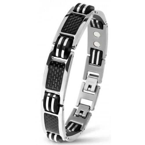 Lunavit Wellness Titan Armband mit Carbon Inlays & Kupfer Inserts, Magnete & Germanium
