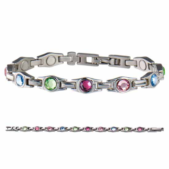 312 Executive Multicolor Gem Sabona bracelet magnétique en acier inoxydable 