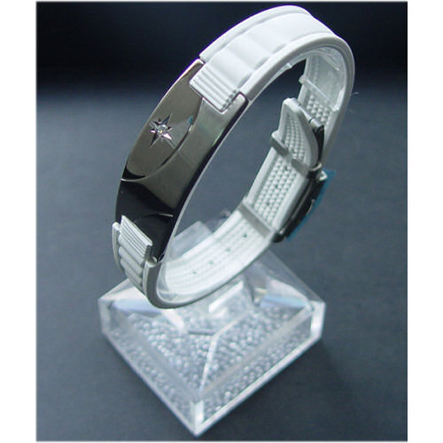Negative Ion Bracelet  white/stainless steel